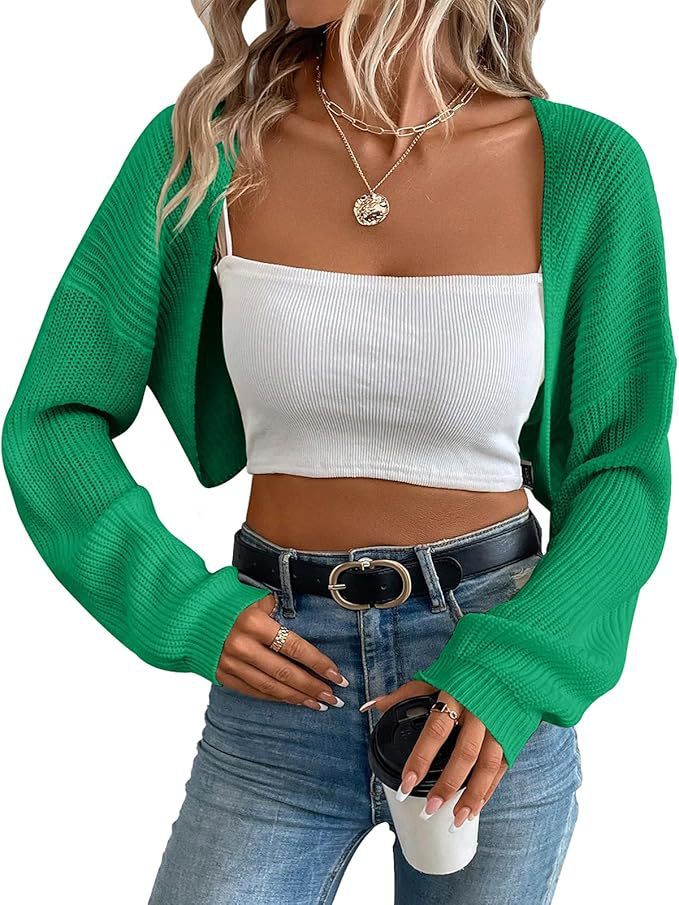 Women's Cardigan Shawl Long-sleeved Knitted Short Top