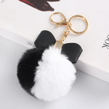 Fashion Fluffy Ball & Bow Keychain