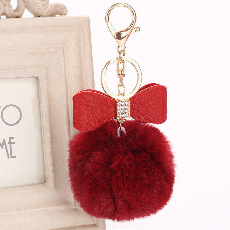 Fashion Fluffy Ball & Bow Keychain