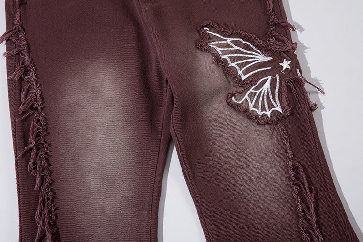 Retro Butterfly Embroidered Jeans