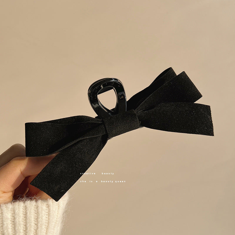 Hepburn Wind Black Bow Claw Clip Women