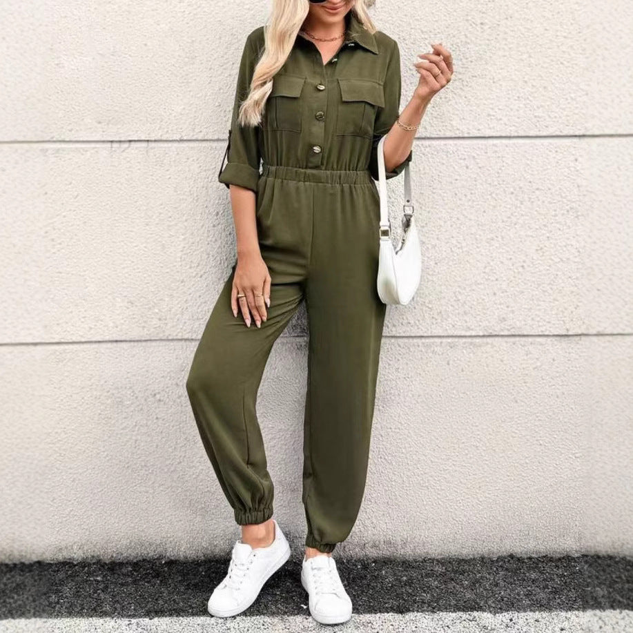 Women's Long-sleeved Shirt Jumpsuit