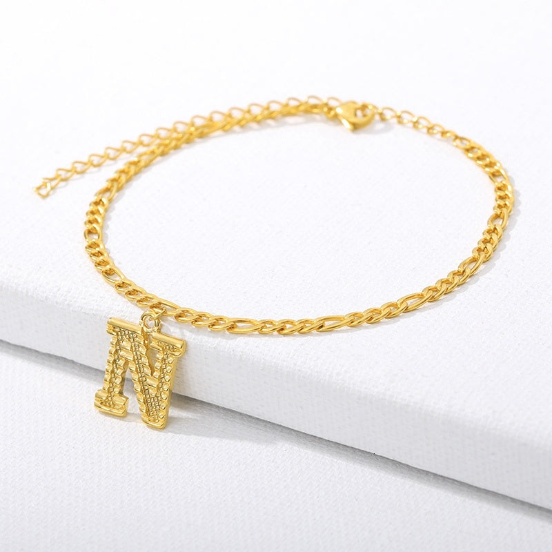 Initial Gold Letter Anklet Alphabet Pendants