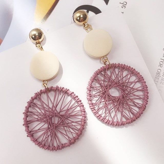 Pink Retro Fashion Sequin Earrings