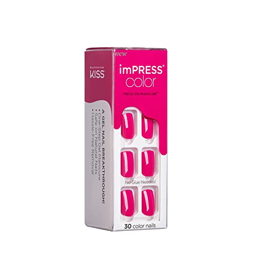 KISS imPRESS No Glue Mani Press On Nails, Short Size Squoval Shape, Includes 30 Nails