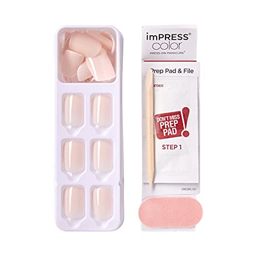 KISS imPRESS No Glue Mani Press On Nails, Short Size Squoval Shape, Includes 30 Nails