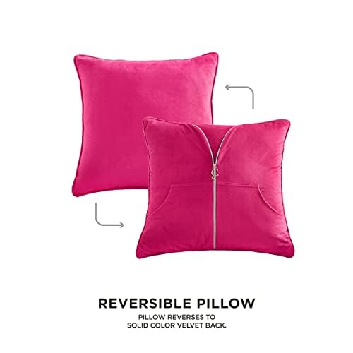 Juicy Couture - Decorative Accent Pillow, Velvet Rhinestone Crown, Premium Reversible Throw Pillow