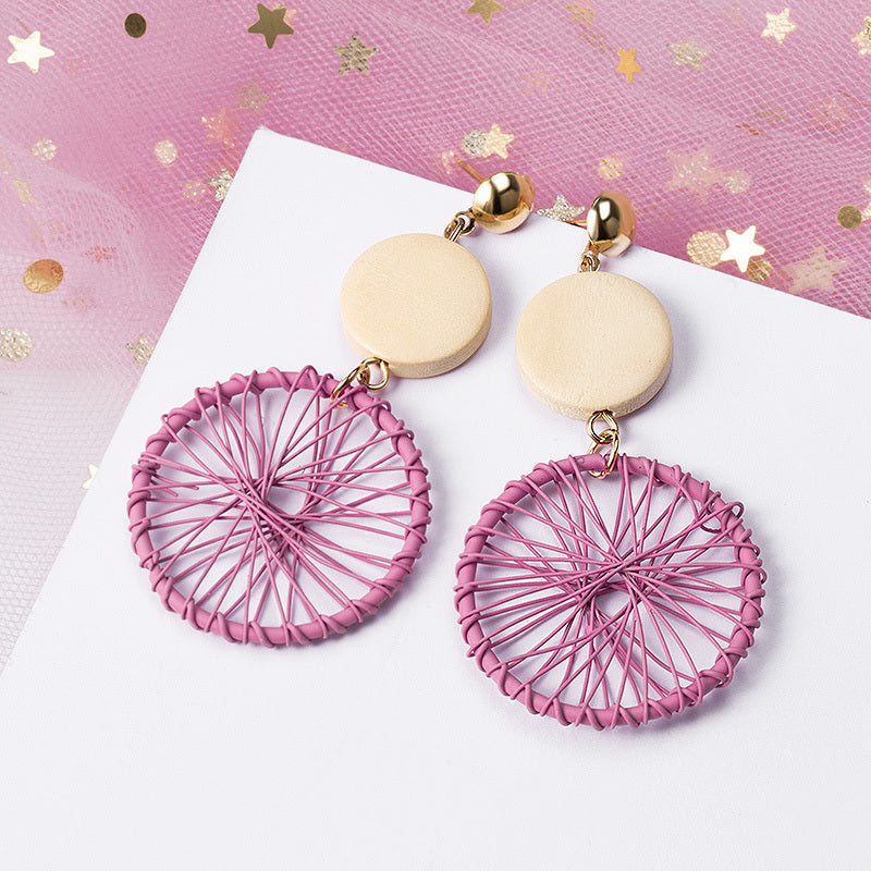 Pink Retro Fashion Sequin Earrings