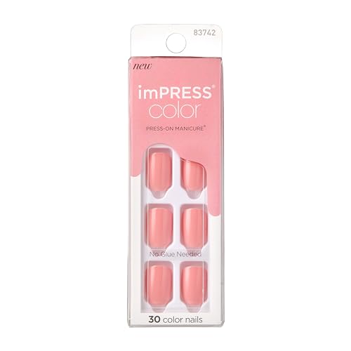 KISS imPRESS No Glue Mani Press On Nails, Short Size Squoval Shape, Includes 30 Nails