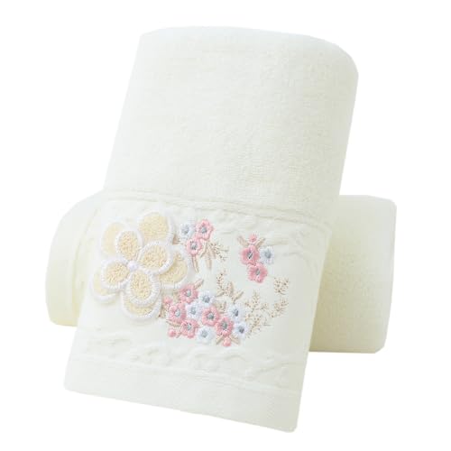 Embroidered Floral Pattern 100% Cotton Absorbent Soft Decorative Towel for Bathroom