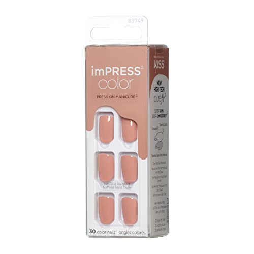 KISS imPRESS No Glue Mani Press On Nails, Short Size Squoval Shape, Includes 30 Nails