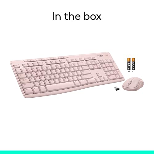 Rose Wireless Keyboard and Mouse Combo – 2.4 GHz, Compact Mouse, 8 Multimedia Shortcuts, Long-Lasting 2-Year Battery, Compatible with Windows PC & Laptop