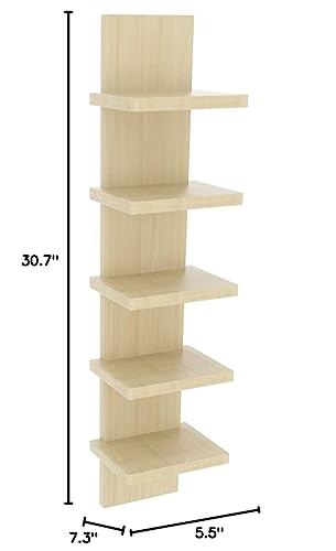 Vertical 5-Tier Wall Shelf Floating Storage Organizer for Bedroom & Living Room