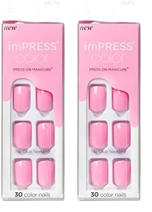 KISS imPRESS No Glue Mani Press On Nails, Short Size Squoval Shape, Includes 30 Nails