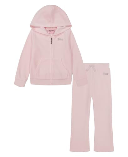 Juicy Couture girls 2pc Zip Up Velour Jog Set