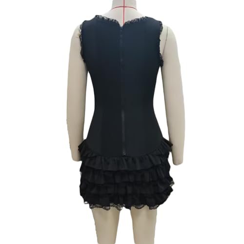 Y2K Coquette Lace-Trimmed Romper Dress – Vintage-Inspired Sleeveless Bodysuit with Square Neck