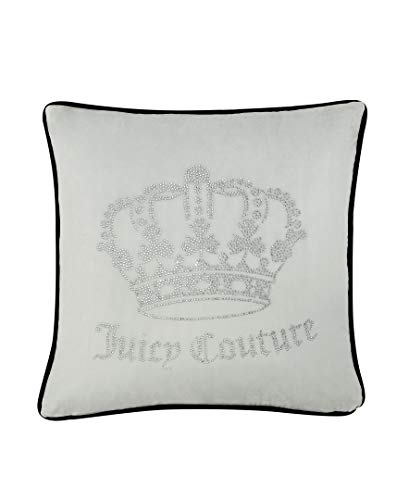 Juicy Couture - Decorative Accent Pillow, Velvet Rhinestone Crown, Premium Reversible Throw Pillow