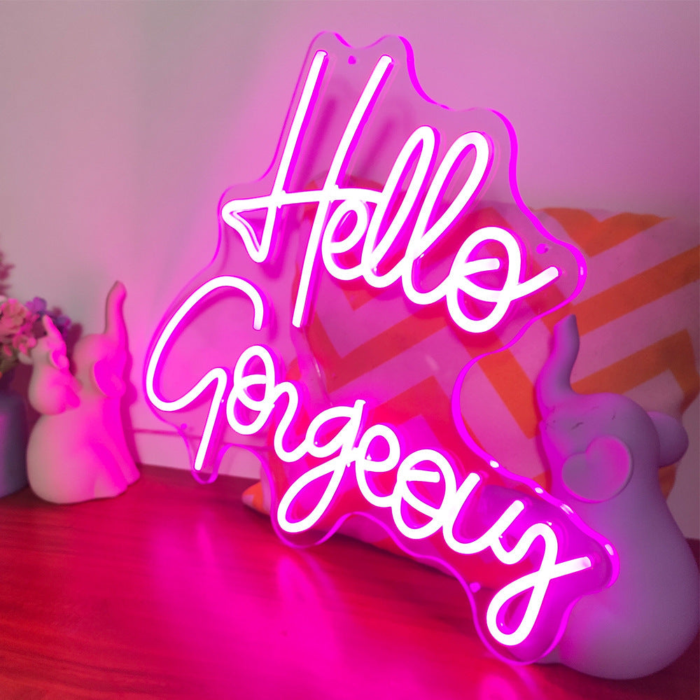 Hello Gorgeous Glowing Letter Led Neon Decorative Light