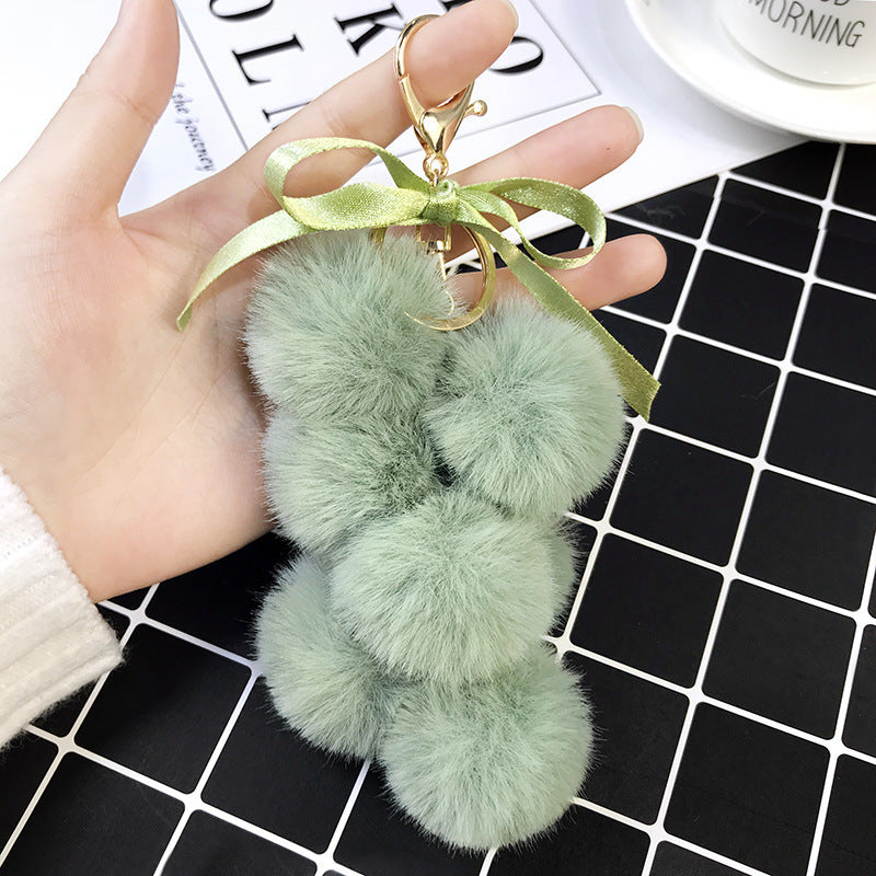 Fabric Bow Grape Keychain