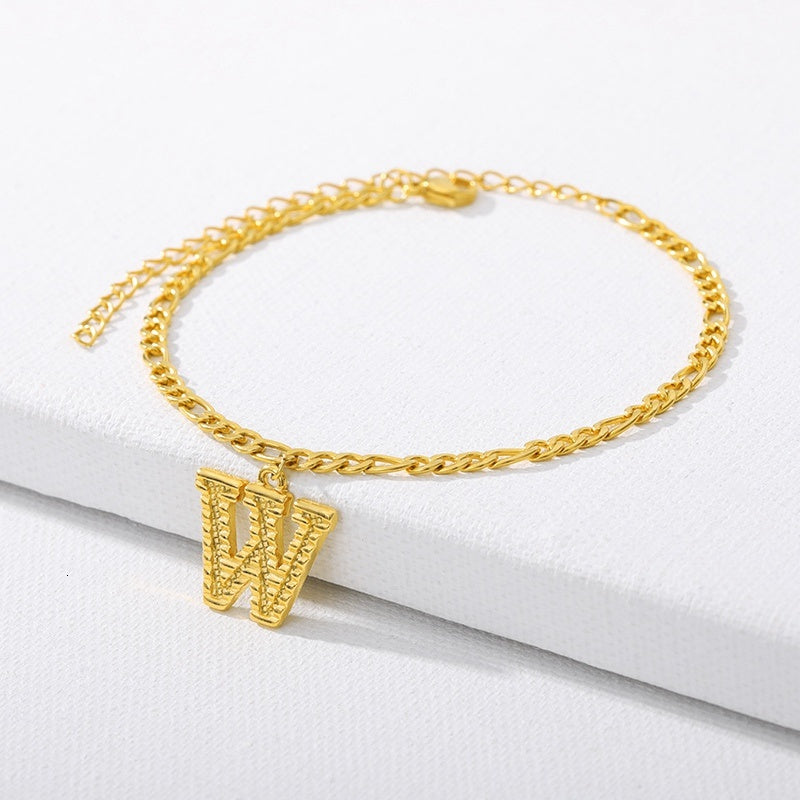 Initial Gold Letter Anklet Alphabet Pendants