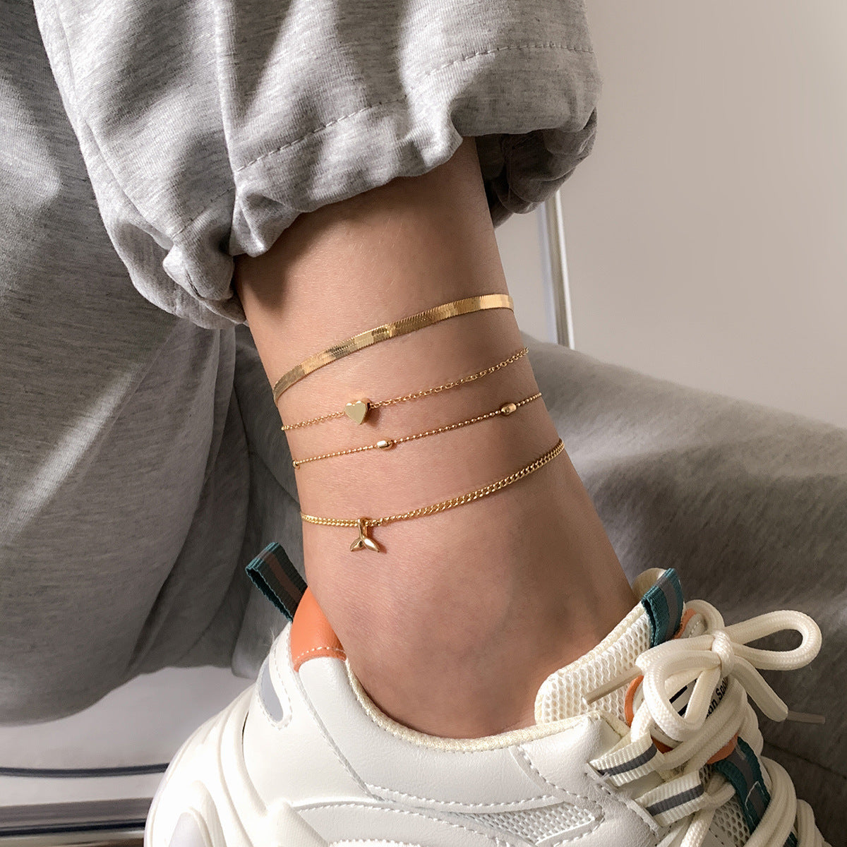 Women's Stacked Fishtail Alloy Anklet