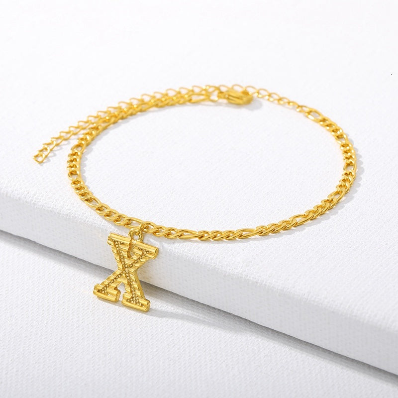 Initial Gold Letter Anklet Alphabet Pendants