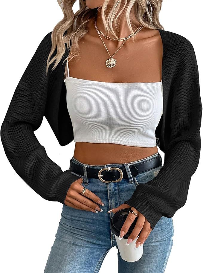 Women's Cardigan Shawl Long-sleeved Knitted Short Top