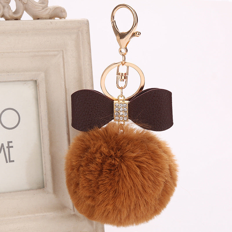 Fashion Fluffy Ball & Bow Keychain