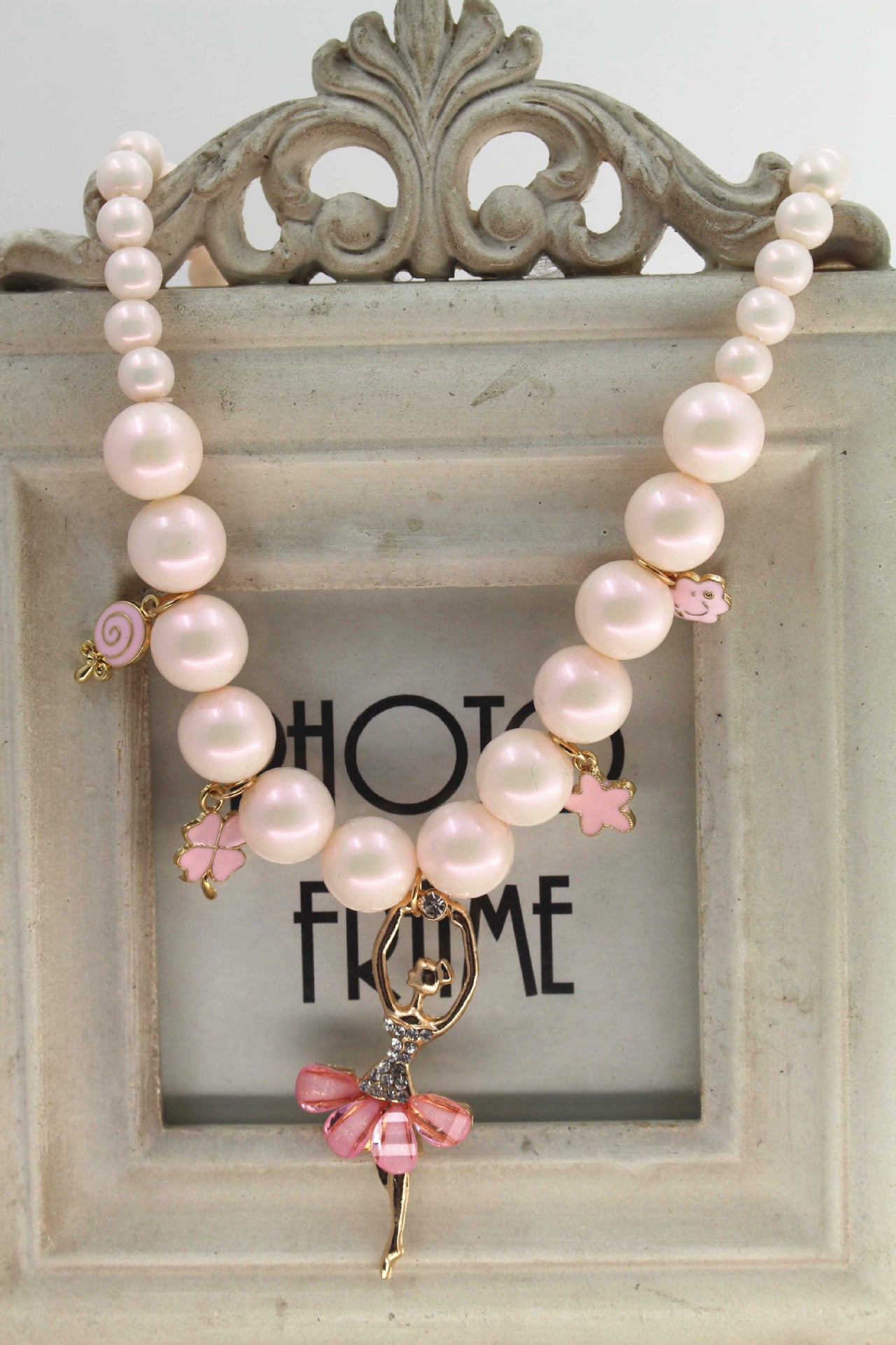 Pink Pearl Ballerina Necklace