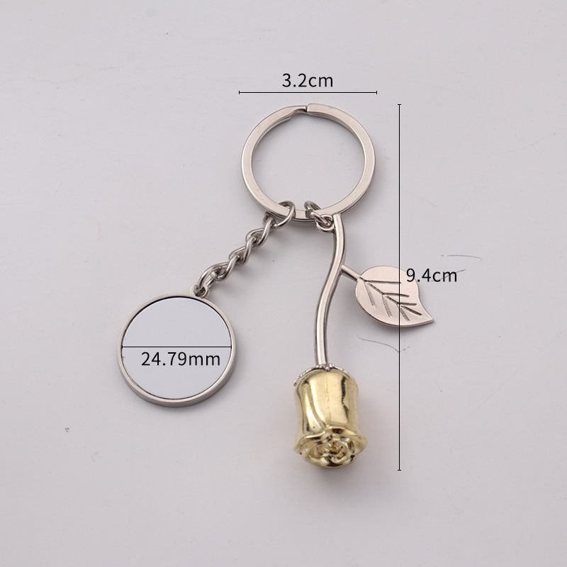 Zinc Alloy Rose Keychain Pendant