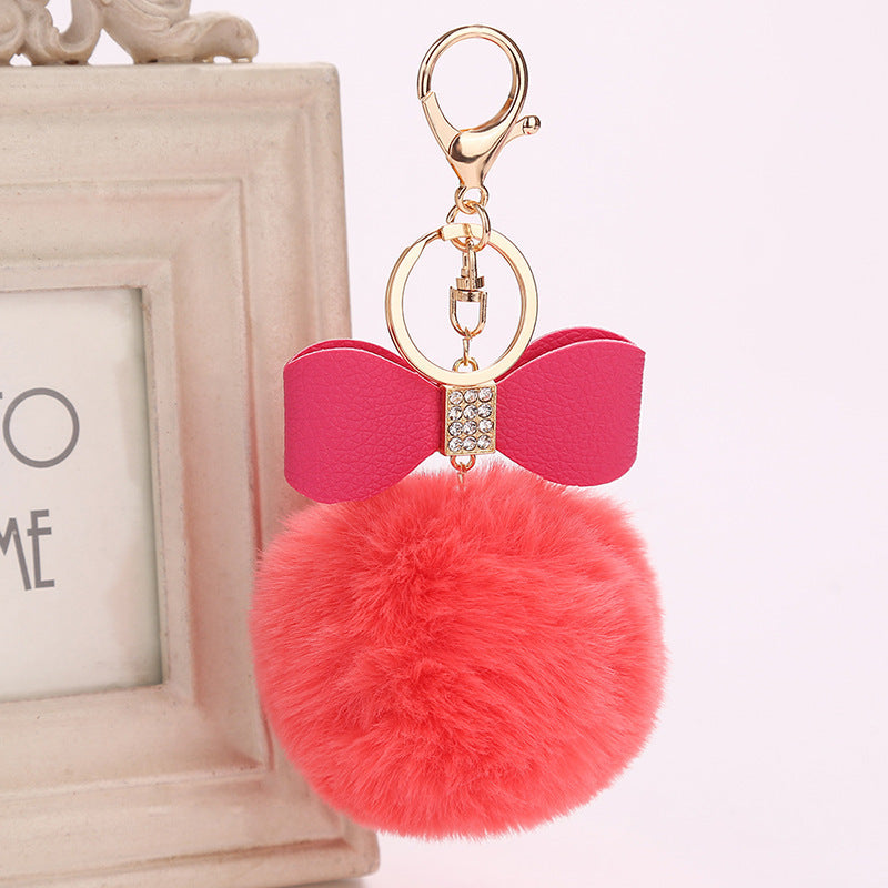 Fashion Fluffy Ball & Bow Keychain