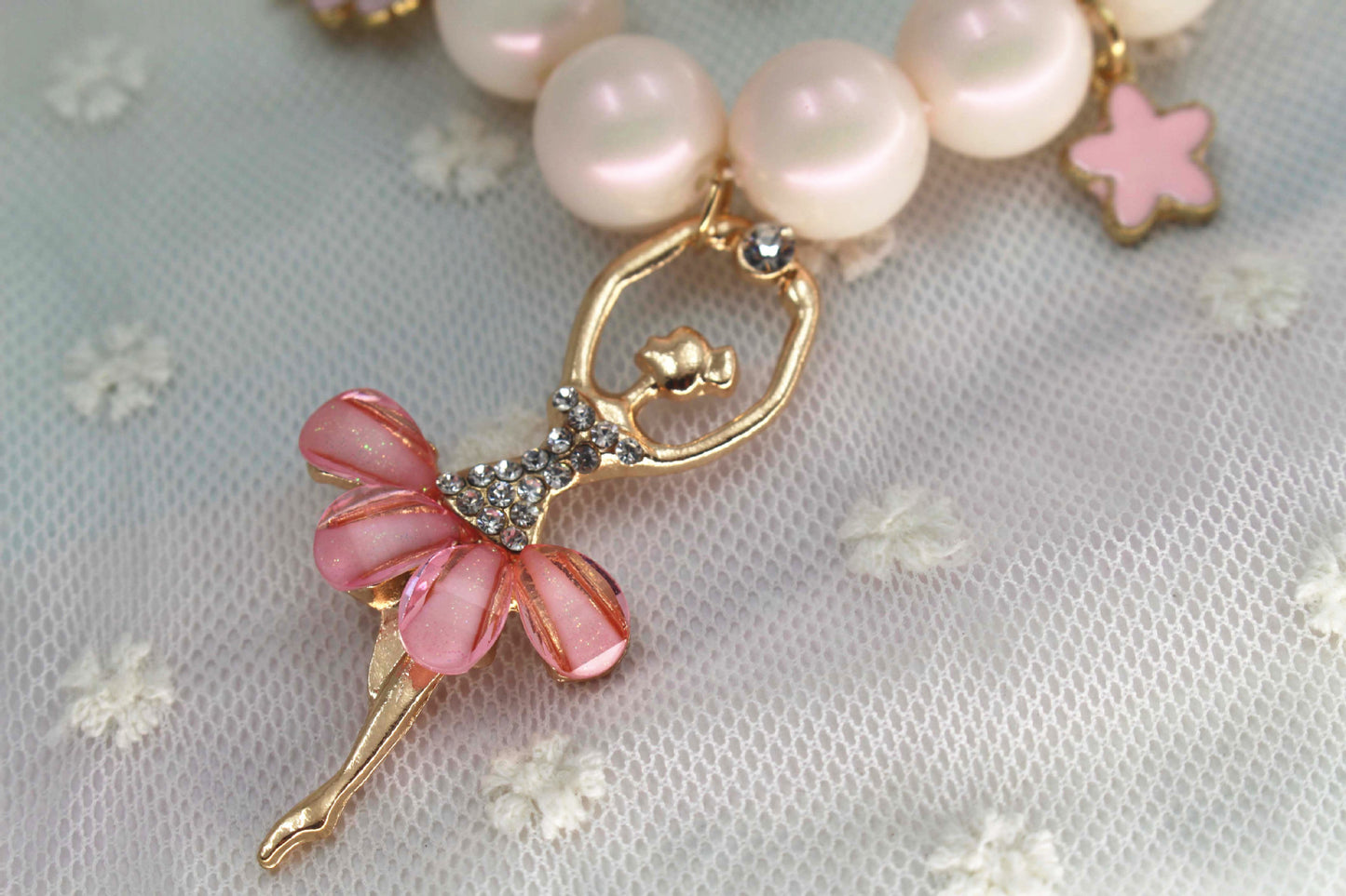 Pink Pearl Ballerina Necklace