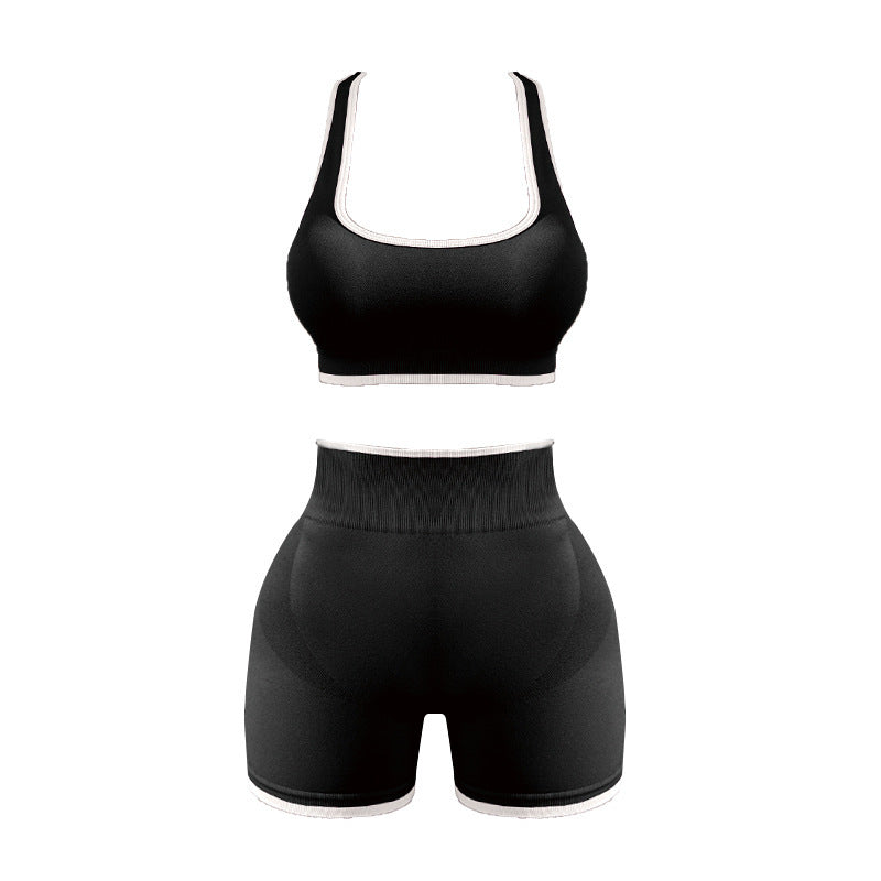 Seamless Sports Yoga Suit Vest Shorts For Women High Waist Shaping