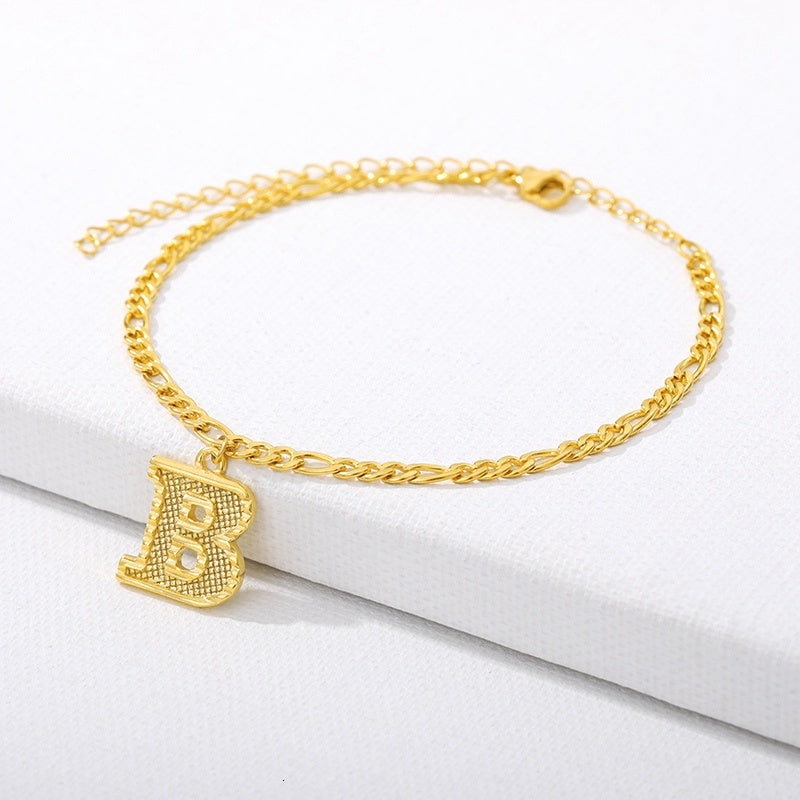 Initial Gold Letter Anklet Alphabet Pendants