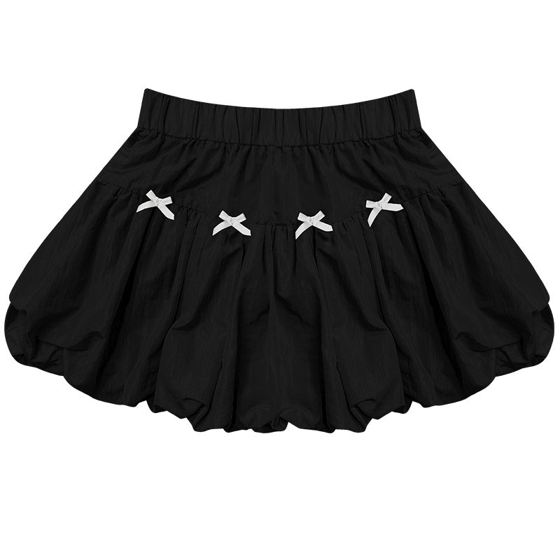 Women’s Bow Elastic Waist A- Line Bud Skirt