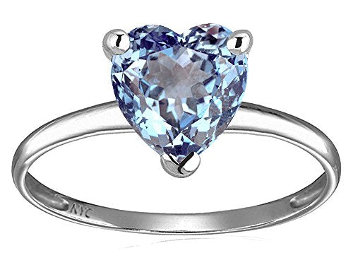 Solid 14k White Gold Heart Shape Ring