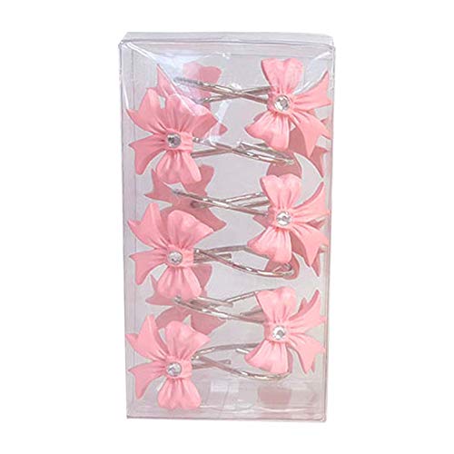 Pink Bow Knot Resin Curtain Hooks Shower Rings for Bathroom 12 PCS