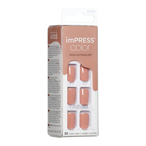 KISS imPRESS No Glue Mani Press On Nails, Short Size Squoval Shape, Includes 30 Nails