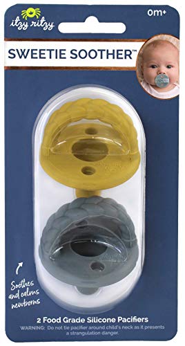 Silicone Pacifiers for Newborn - Sweetie Soother Pacifiers Feature Collapsible Handle & Two Air Holes for Added Safety