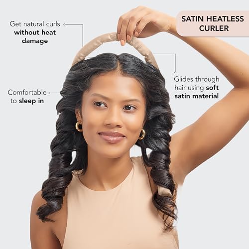 Satin Heatless Hair Curler Set - Heatless Curls Overnight, Hair Rollers for Soft Curls & Frizz-Free Styling, No Heat Curlers to Sleep in, Curling Rod Headband