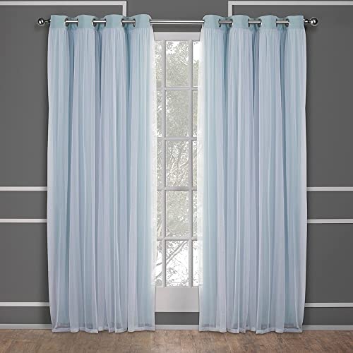 Exclusive Home Catarina Layered Solid Room Darkening Blackout and Sheer Grommet Curtain Panel