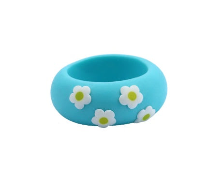 New Ceramic Clay Flower Twisted Chunky Ring