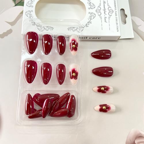 Press on Nails Ballerina Rhinestones Fake Nails Extra Long Stiletto Acrylic Nails Glossy Artificial Glue on Nails for Women