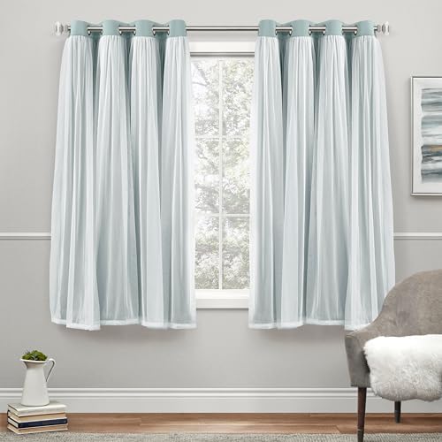 Exclusive Home Catarina Layered Solid Room Darkening Blackout and Sheer Grommet Curtain Panel