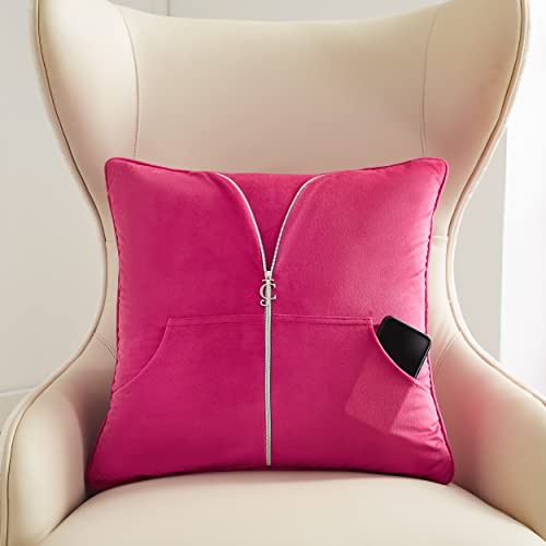 Juicy Couture - Decorative Accent Pillow, Velvet Rhinestone Crown, Premium Reversible Throw Pillow