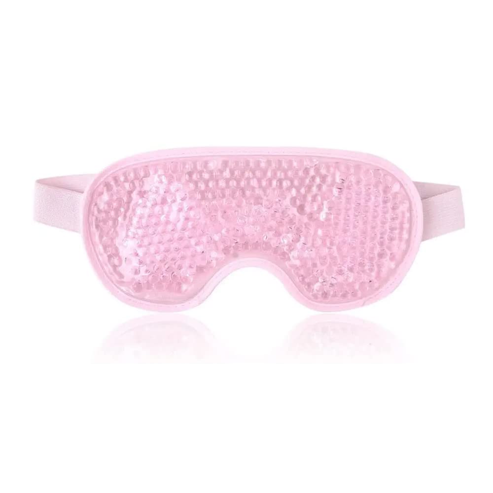 Cooling Gel Cold Eye Mask for Puffy Eyes, Reusable Ice Pack with Soft Plush Backing for Dark Circles, Migraine, Stress Relief - Pink