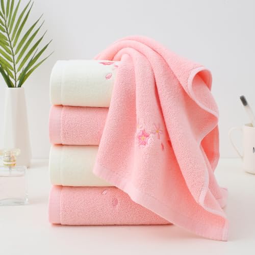 Embroidered Floral Pattern 100% Cotton Absorbent Soft Decorative Towel for Bathroom