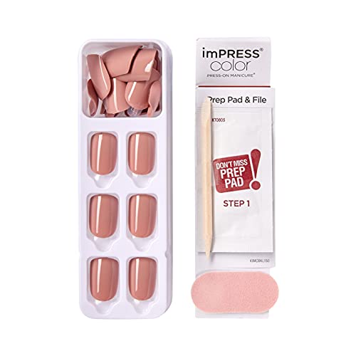 KISS imPRESS No Glue Mani Press On Nails, Short Size Squoval Shape, Includes 30 Nails