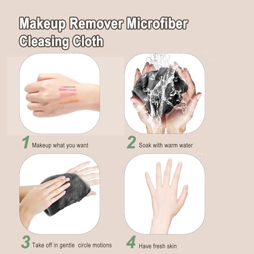 Gentle Soft Reusable Makeup Remover Pads - Washable Microfiber Removal Face Wash Cloths