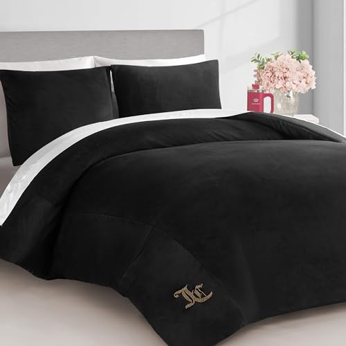 Juicy Couture Solid Velour 3-Piece King Comforter Set – Luxurious Bedding Ensemble